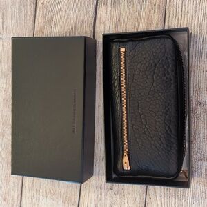Alexander Wang Black Fumo Continental Wallet Pebbled Black leather Rose Gold